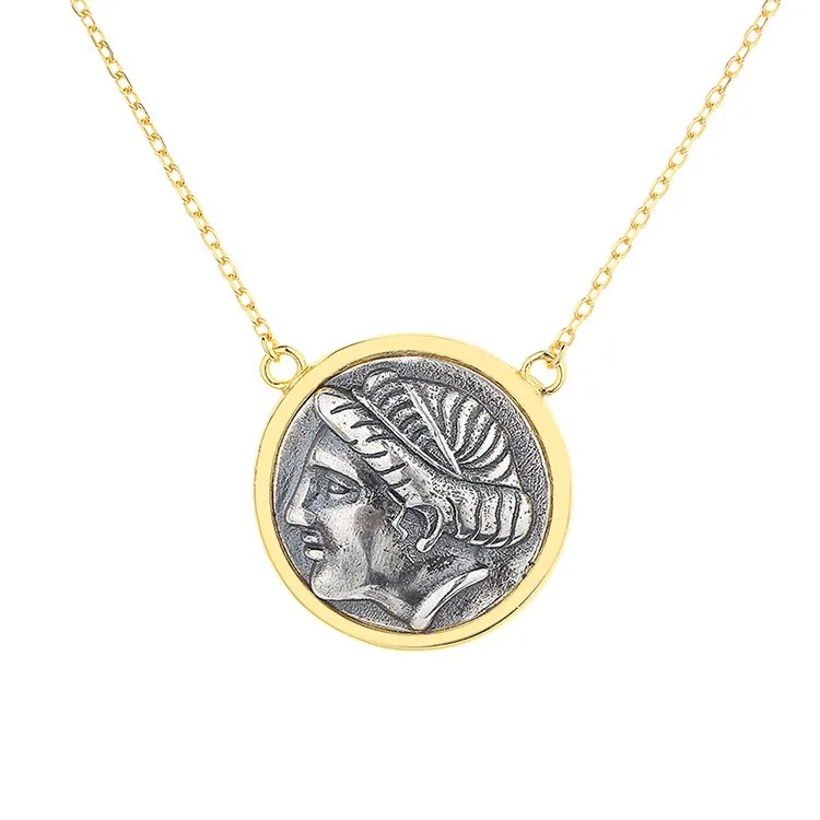 

WNS-1 ZFSILVER S925 Sterling Silver Fashion Trendy Venus Retro Gold Ancient Coins Necklace For Women Party Wedding Chram Jewelry