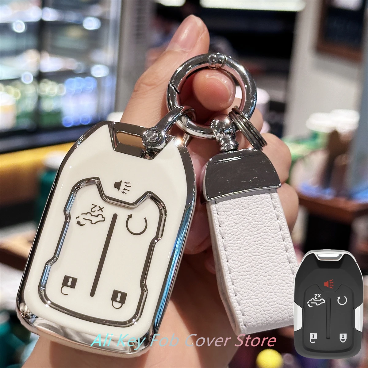 Premium Leather Key Fob Cover with Keychain Lanyard