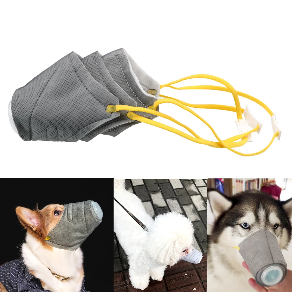 Soft Adjustable Dog Mouth Mask with Filter, Pet Anti Dust Breathing