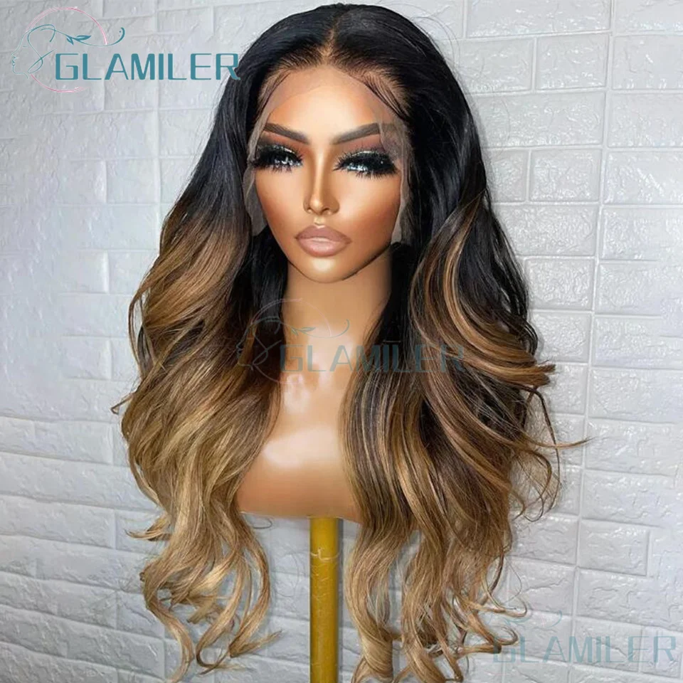 Pre-Plucked Ombre Blonde 5x5 Silk Top Closure Wigs Body Wave Remy Brazilian Hair Highlight 13x4 Silk Top Lace Frontal Wigs