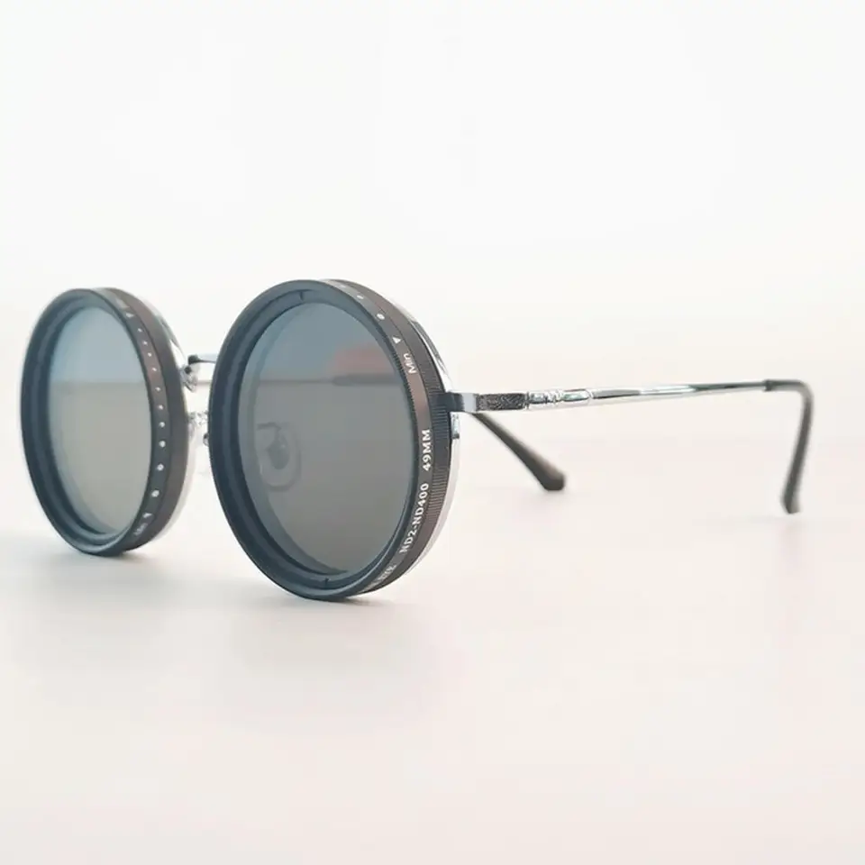 Rounded Polarized Sunglasses 1-9 Gears Adjustable Sun