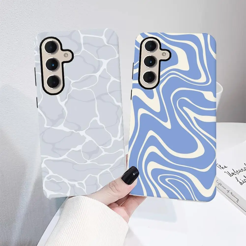 Luxury Double-Layer Phone Case with Abstract Blue Design