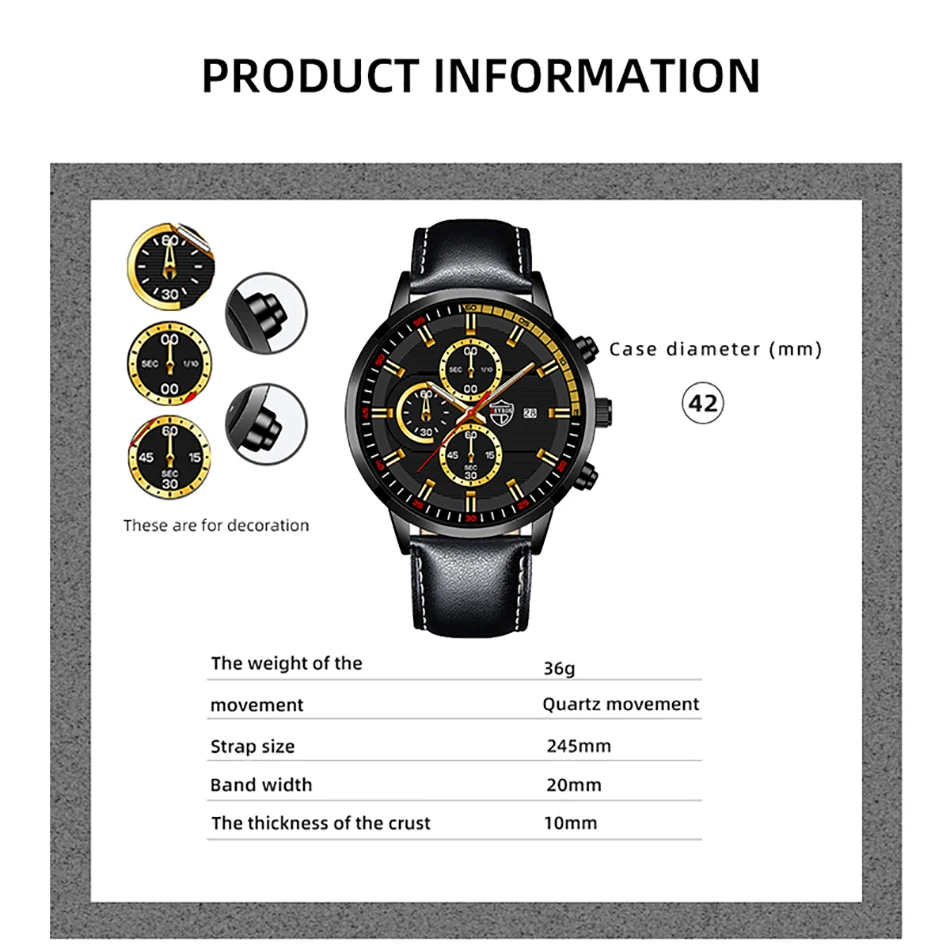 2022 Fashion Mens Sport Watches Men Casual Leather Bracelet Analog Quartz Wristwatch Calendar Male Business Luminous Clock