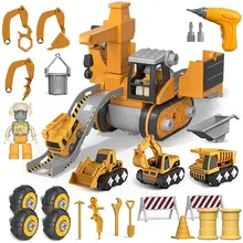 

Construction Truck Toys Set 4 in 1 Deformation Take Apart Engineering Vehicle Childrens Toy DIY Cars Building Playset