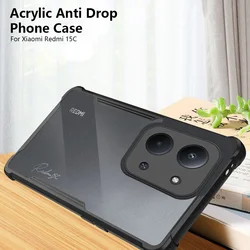 Clear Acrylic Shockproof Phone Case - TPU Soft Bumper Armor Shell for Redmi 15C 5G (Black)