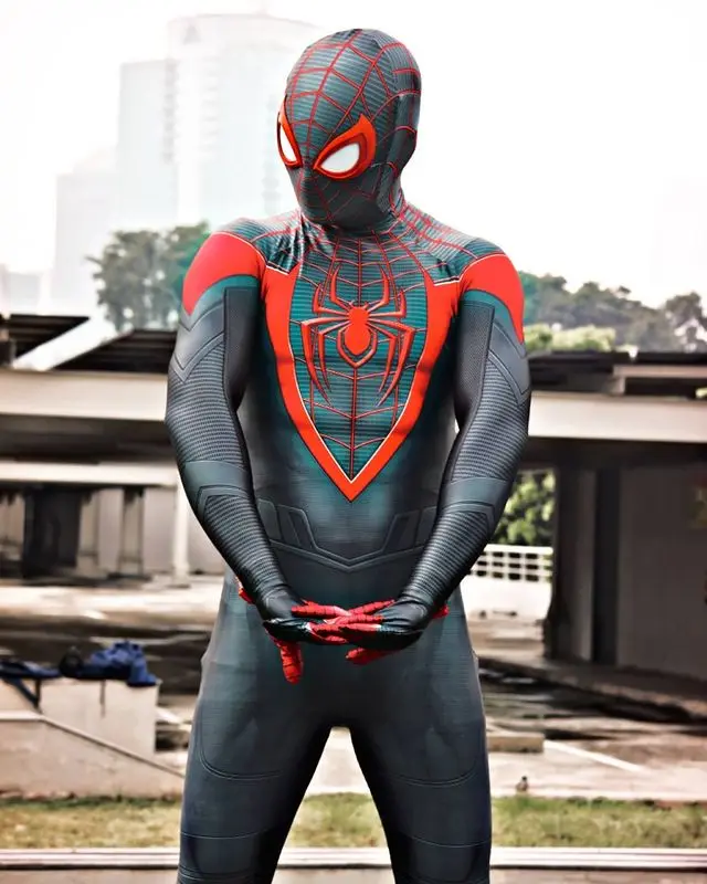 

Halloween Miles Morales PS5 Spiderman Adults Kids Peter Parker Superhero Cosplay Costume Full Bodysuit Zentai Second Skin Suit