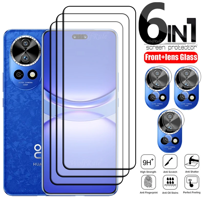 

6-in-1 For Huawei Nova 12 Pro Glass For Huawei Nova 12 Pro Glass Full Cover Glue Screen Protector Huawei Nova 12 Pro Lens Glass