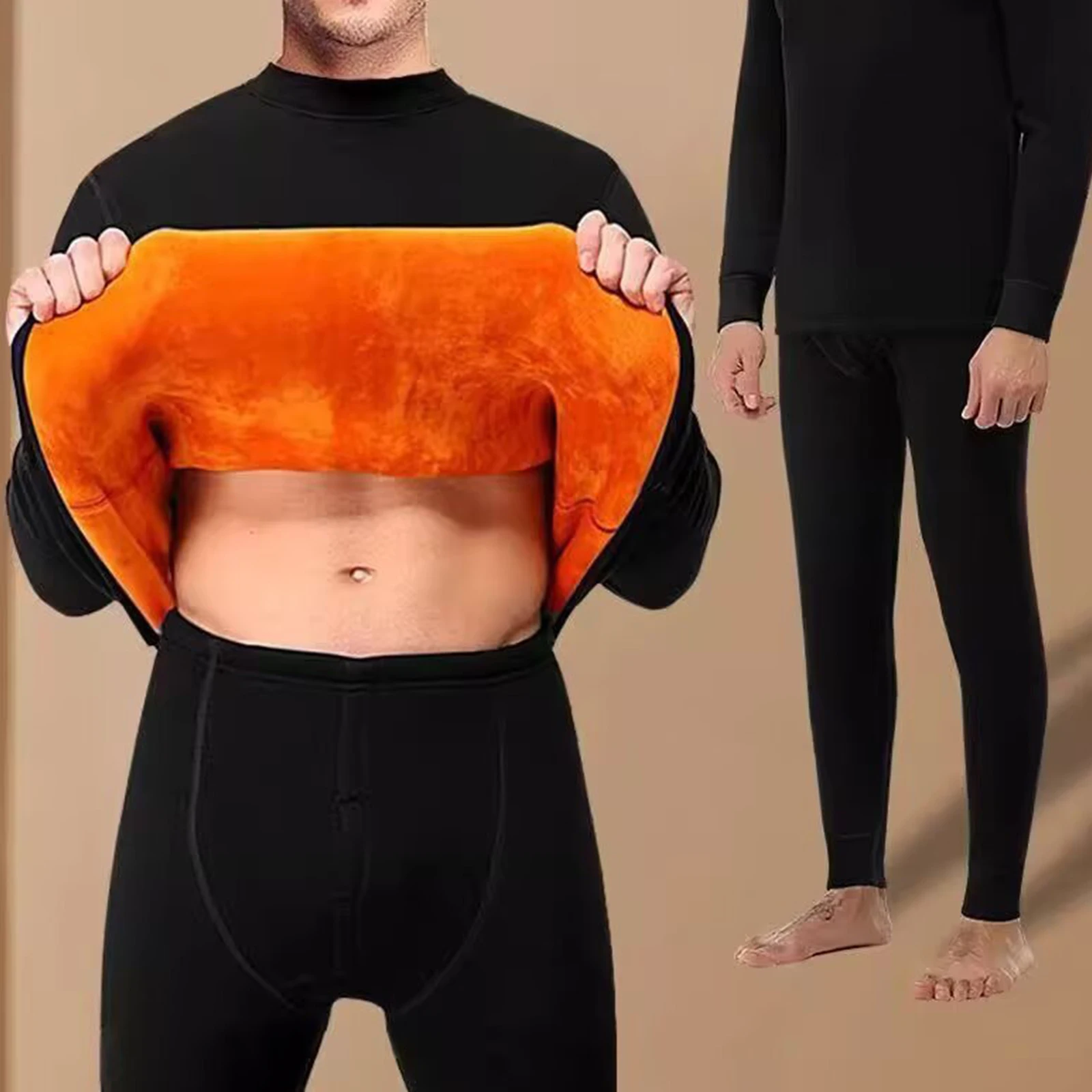 Men's Thermal Underwear Thin Base Cotton Sweater Winter Thermo Shirt Tops Pants Set Thermal Clothing Set Skiing Underwear