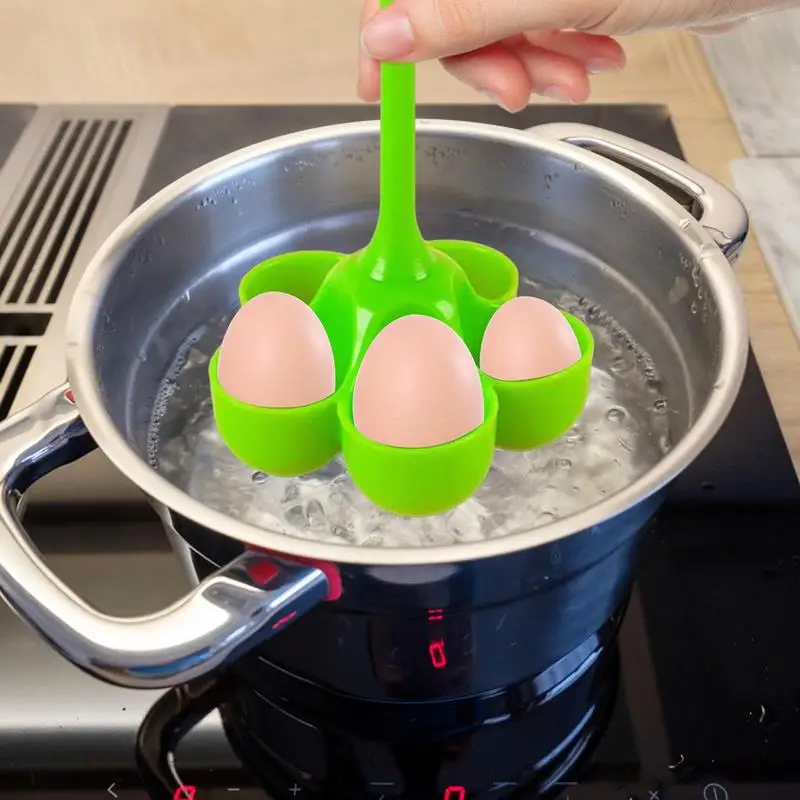 Egg Cooker Poacher Rack Silicone 5 Grids Heat-resistant Egg Boiler Holder
