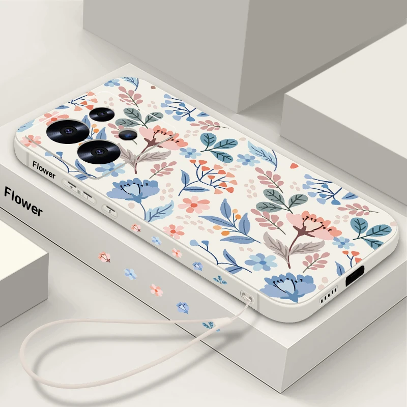 Floral Design Phone Case with Lanyard Cover