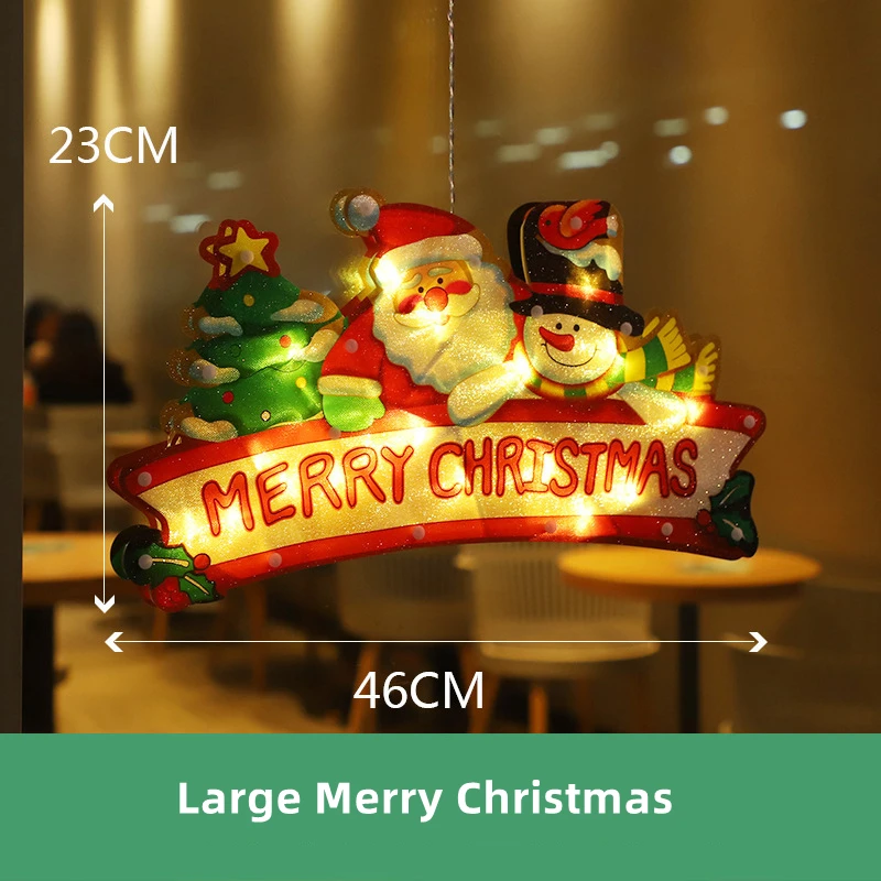 thumbnail image 1 of Nueva guirnalda de luces LED navideñas con forma de Papá Noel, muñeco de nieve, reno, funciona con pilas, para la ventana del hogar, oferta de Año Nuevo 2024, 1 of 5