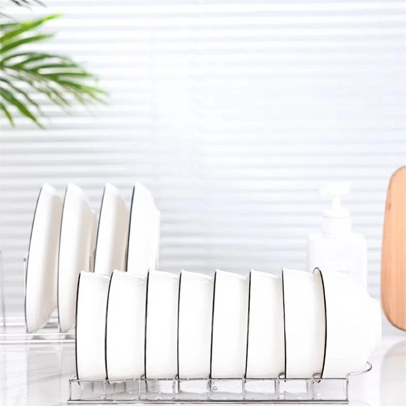 Disinfection Cabinet with Built-in Dish Rack Kitchen Supplies Stainless Steel Countertop Single-layer Drainage Bowl Dish Rack