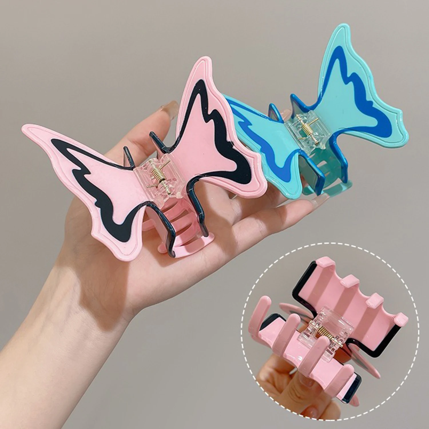 

2023 Girls Acetate Butterfly Hair Claw Ponytail Holder Clip Bath Makeup Shark Clip Y2K Accessories Hair Accessories For Women