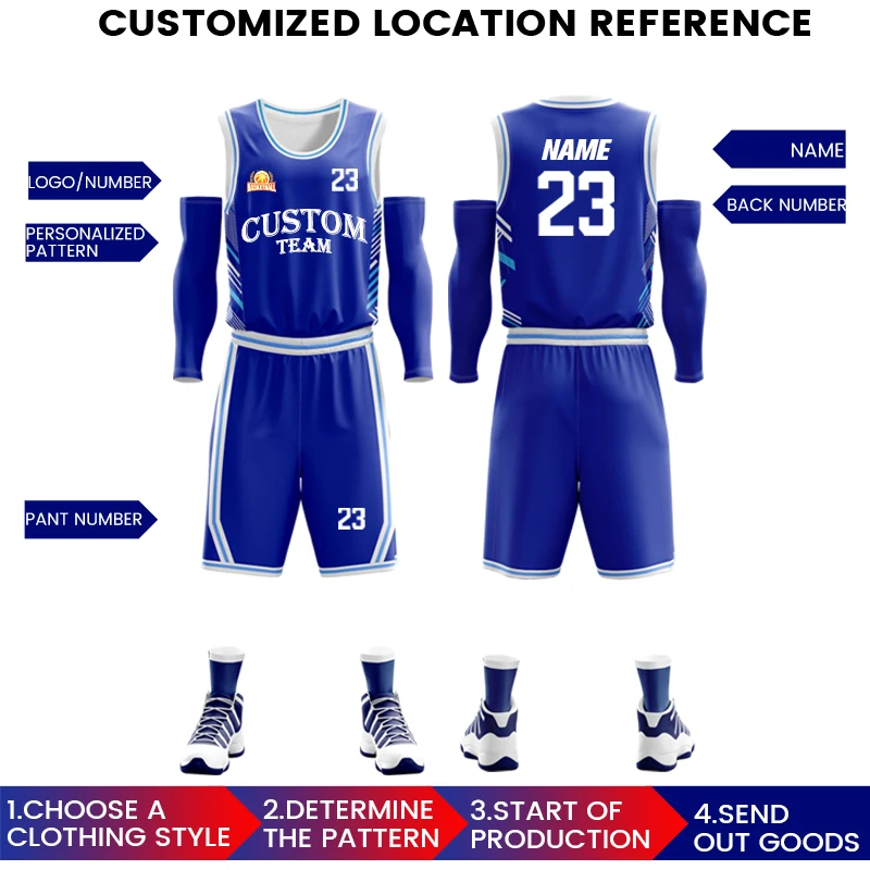Kids Basketball Uniforms Custom 100% Polyester Mesh Throwback Breathable Basketball Jersey Boys Quick Dry Basketball Shirts 2302 4