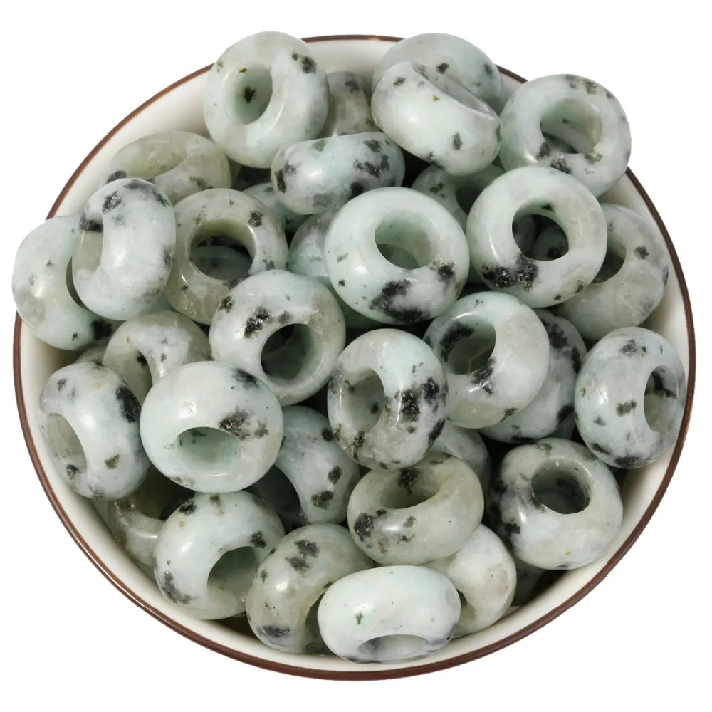 TUMBEELLUWA 1Lot (20Pc) Big Hole Stone Rondelle Loose Spacer Beads For DIY Bracelet Necklace Jewelry Making