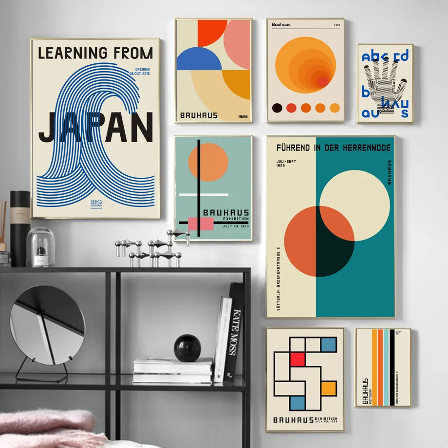 

Bauhaus Exhibition Modern Geometric Abstract Japan Nordic Wall Art Canvas Painting Posters Prints Pictures For Living Room Decor