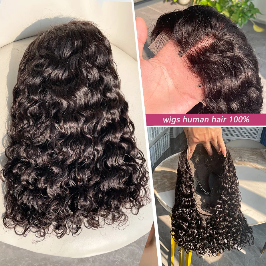 Parrucca 100% Capelli Umani 5x5 Senza Colla, Ondulata, con Frontale in Pizzo Trasparente HD 13x4, Capelli Veri Vietnamiti Grezzi, Densità 250-300, Effetto Bagnato e Ondulato - immagine 5