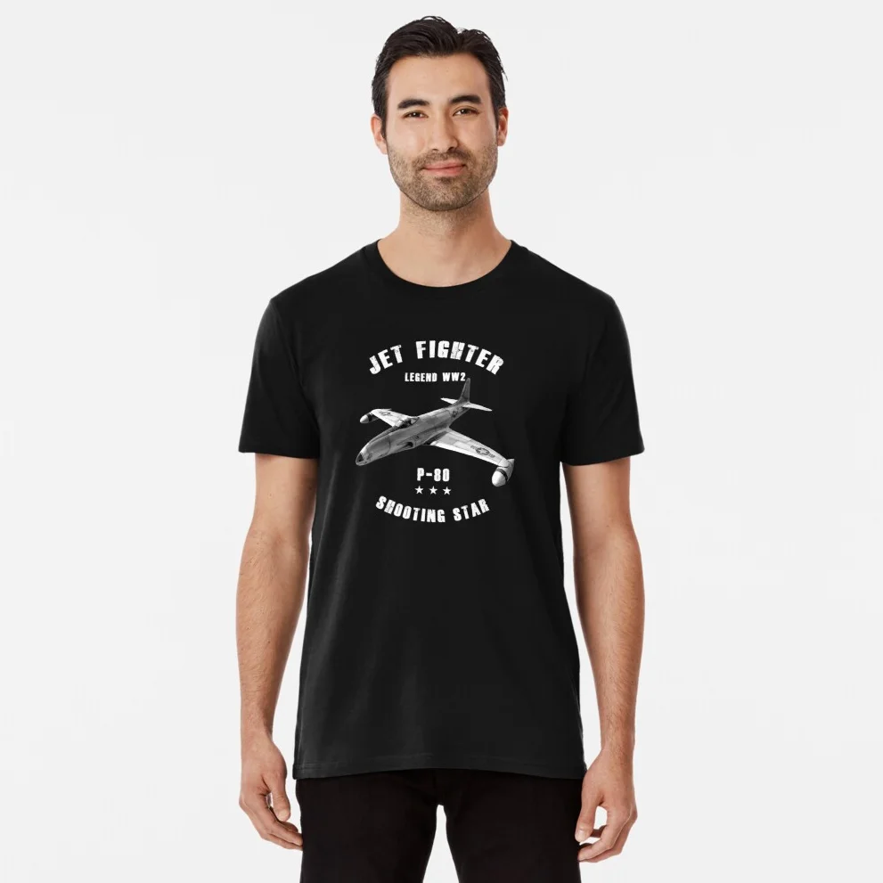 

WWII US Air Force P-80 Shooting Star Jet Fighter T Shirt. New 100% Cotton Short Sleeve O-Neck Casual T-shirts Size S-3XL