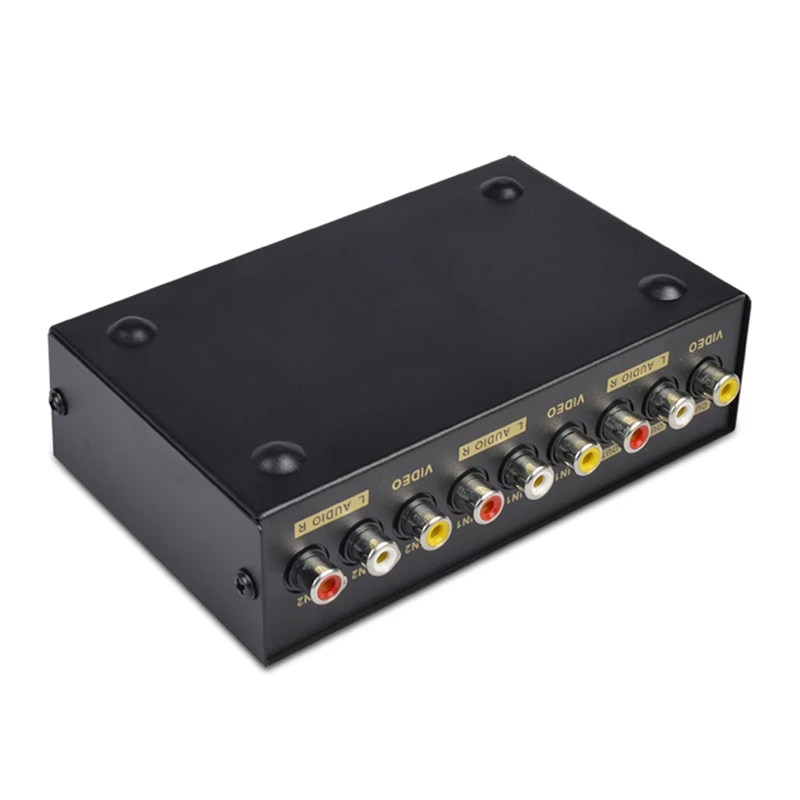 2 Port RCA 2 in 1 out Composite Video L/R Selector Box for DVD Player