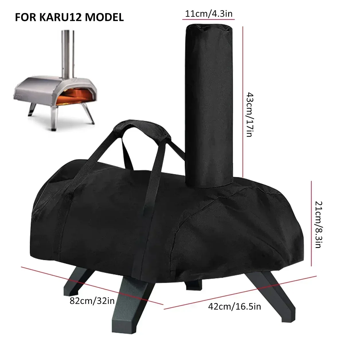 Pizza Oven Cover for Ooni Karu 12/16 Portable Pizza Oven Cover 420D Fabric Waterproof Pizza Oven Cover Heavy Duty Fabric 5