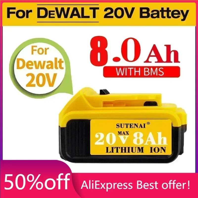 

2023 Upgrade DCB200 20V 6000mAh Battery , charger For Dewalt 18V DCB184 DCB200 DCB182 DCB180 DCB181 DCB182 DCB201 Tools Battery