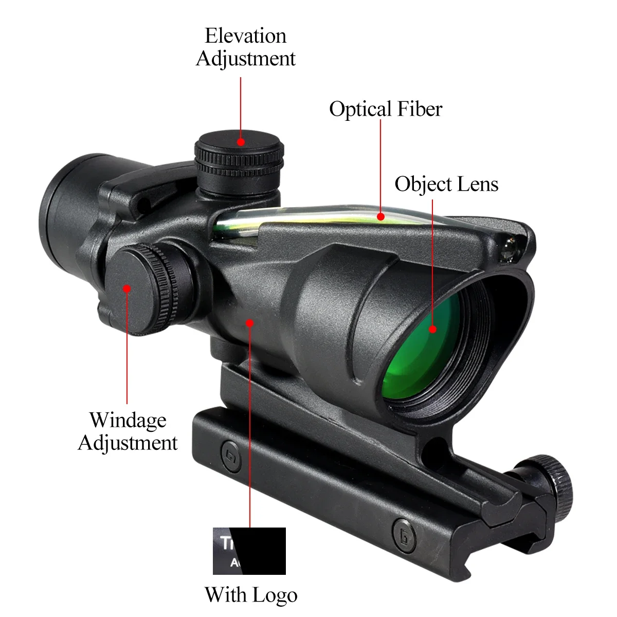 1x32 Green/red True Fiber Optic Sight Tactical Reflex Collimator Rifle Accessories for 20mm Rail Mount