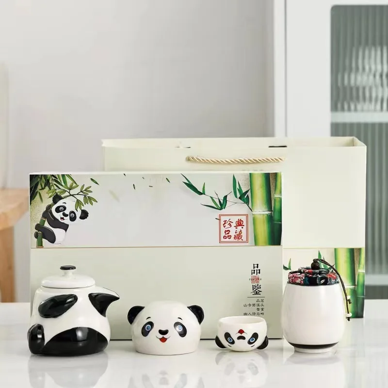 Ceramic Kung Fu Tea Set, Creative Business Gift, One Pot, Two Cup, Cute Panda Set
