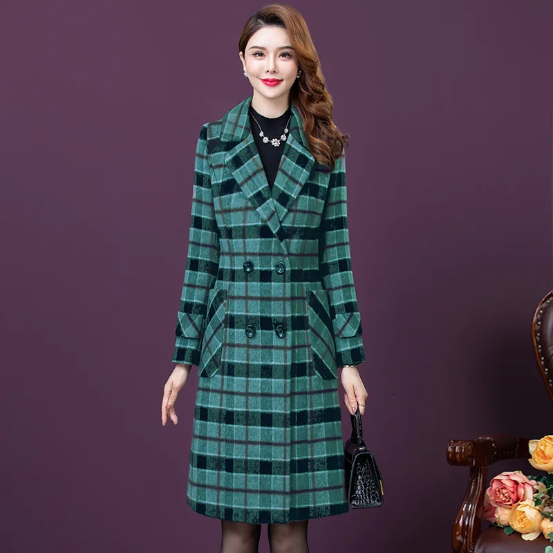 

2022 Autumn Women's New Middle-aged Mother Large Size Long Woolen Coat