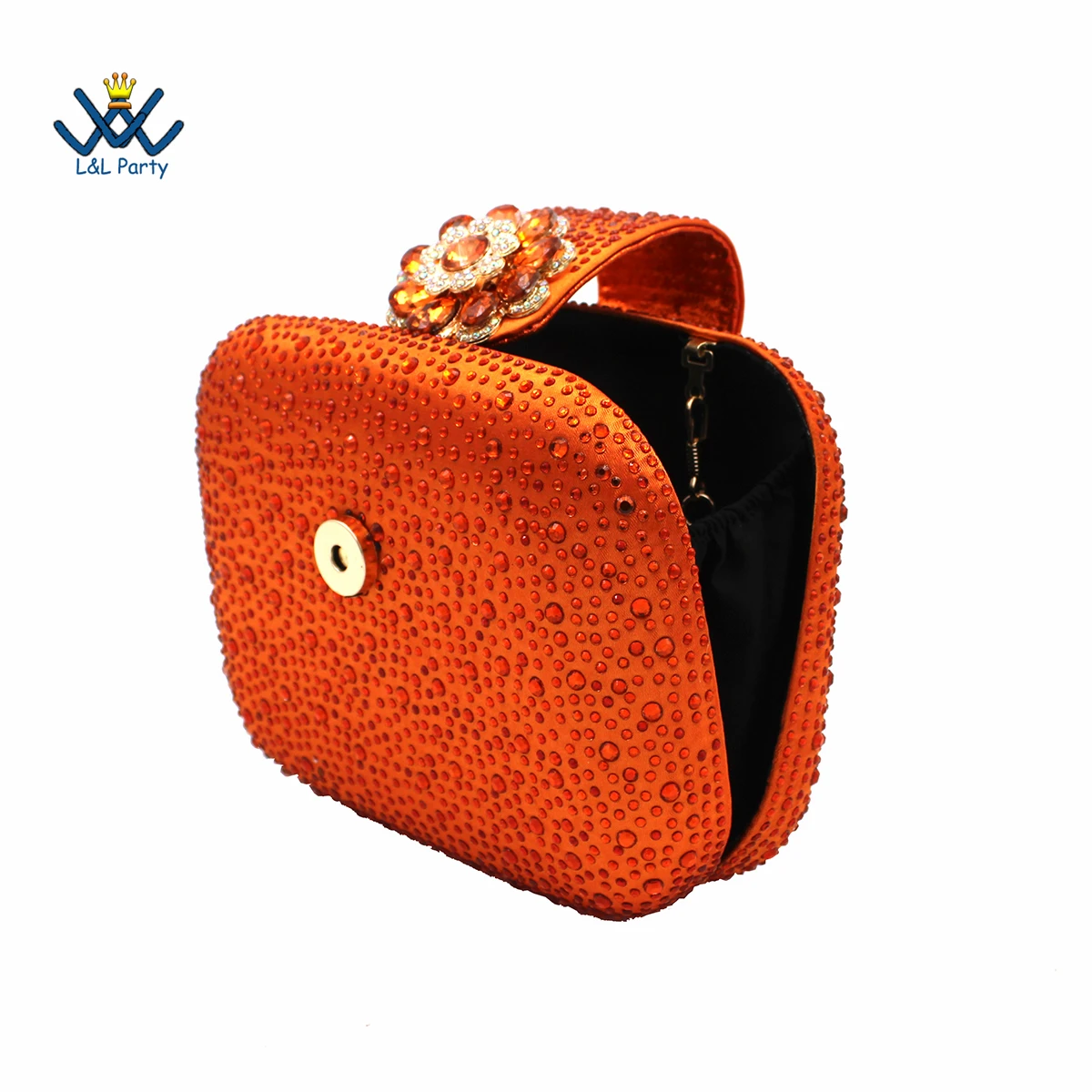 Fashionable Italian Women Shoes Matching Bag in Orange Color Mature African Ladies Comfortable Heels Sandals for Party