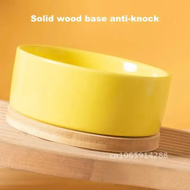350ml Pet Control Water Feeder,Thermal Cat Water Electric Wood Bowl,With Bowl,With Thermostatic Base,Heating Ceramic Heated 6