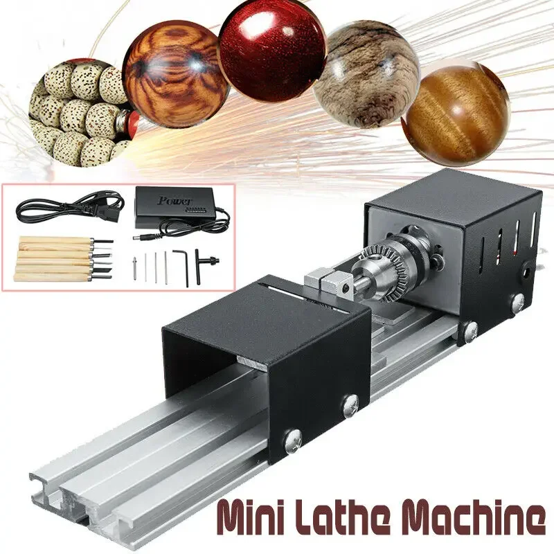 

Mini Wood Lathe Machine Woodworking Beads Miniature Buddha Pearl Lathe Grinding Polishing Beads Wood Drill Rotary Tool DC12-24V