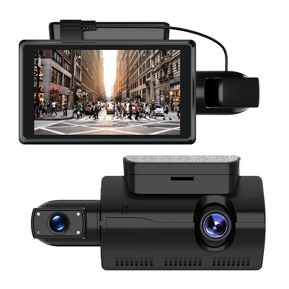 Hd 1080p 3 caméra Dash Cam pour voiture 2 pouces écran Dashcam Box Dual Dvr  avec caméra de vue 24h Par Mon