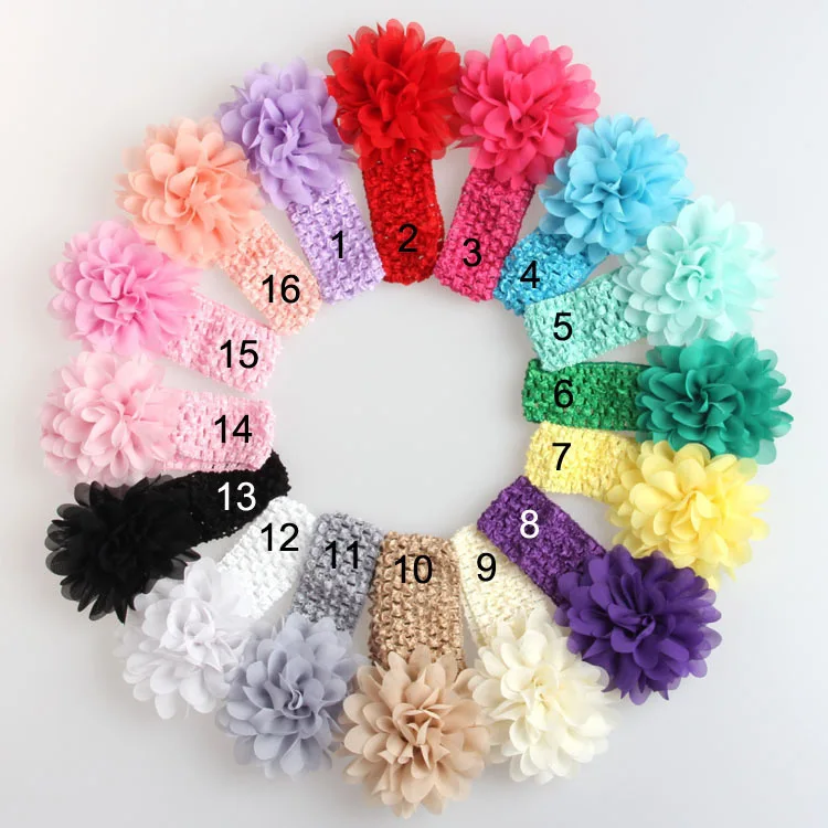 baby essential  Baby Headwear Handmade Chiffon Flower Headbands Baby Girl Headwrap Children's Knitted Hairband Baby Hair Accessories Baby Accessories cute	