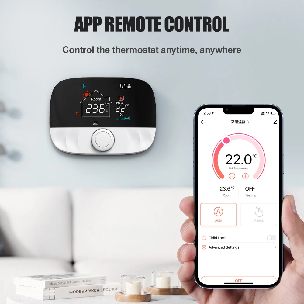 Tuya Smart Central Heating Thermostat Wifi Rf433 Underfloor Boiler Heaters Temperature  Controller Work With Alexa Google Alice - Temperature Sensor - AliExpress
