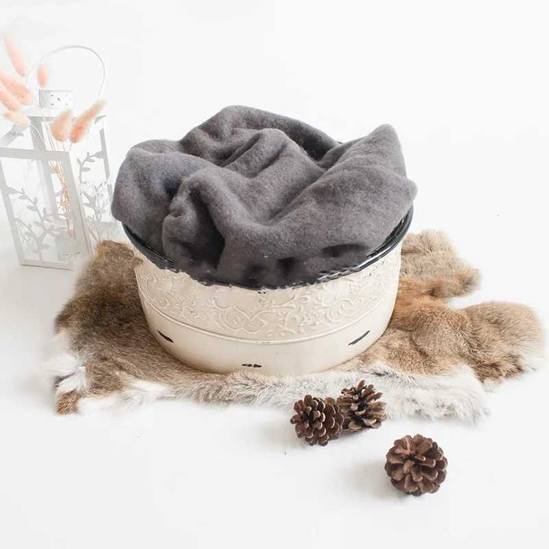 Newborn Photography Props Wool Felt Wrapped Placemat Bedding Blanket Infant Children Photo Shoot Baby Wrapping