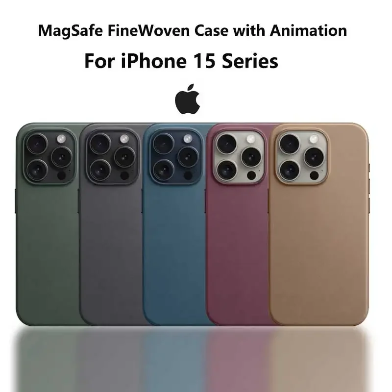 

Оригинальный Плетеный чехол Apple с MagSafe для iPhone 15 Pro Max Plus, чехол с магнитной крышкой для беспроводной зарядки