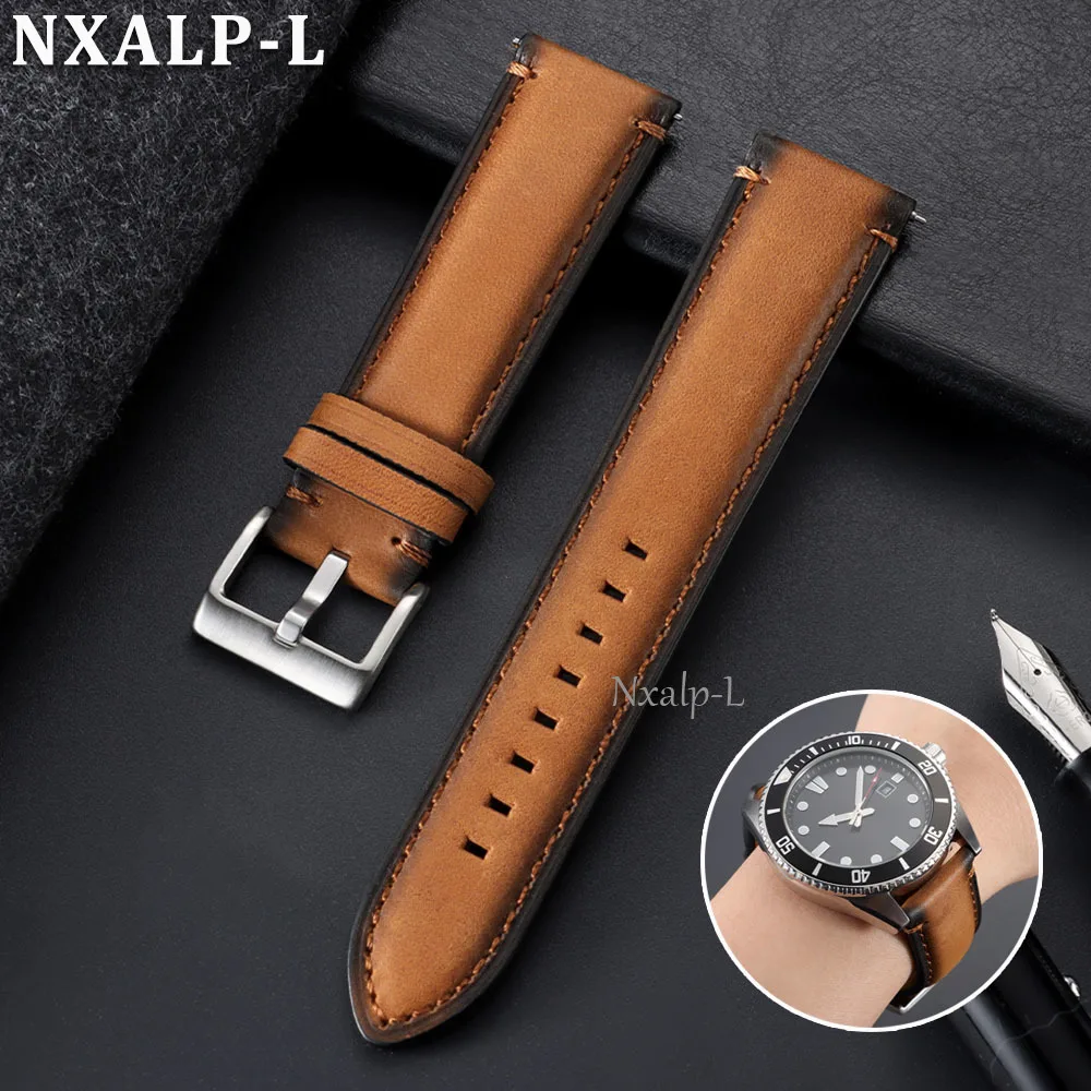 Vintage Cowhide Leather Quick Release Watch Strap - Business Style Bracelet