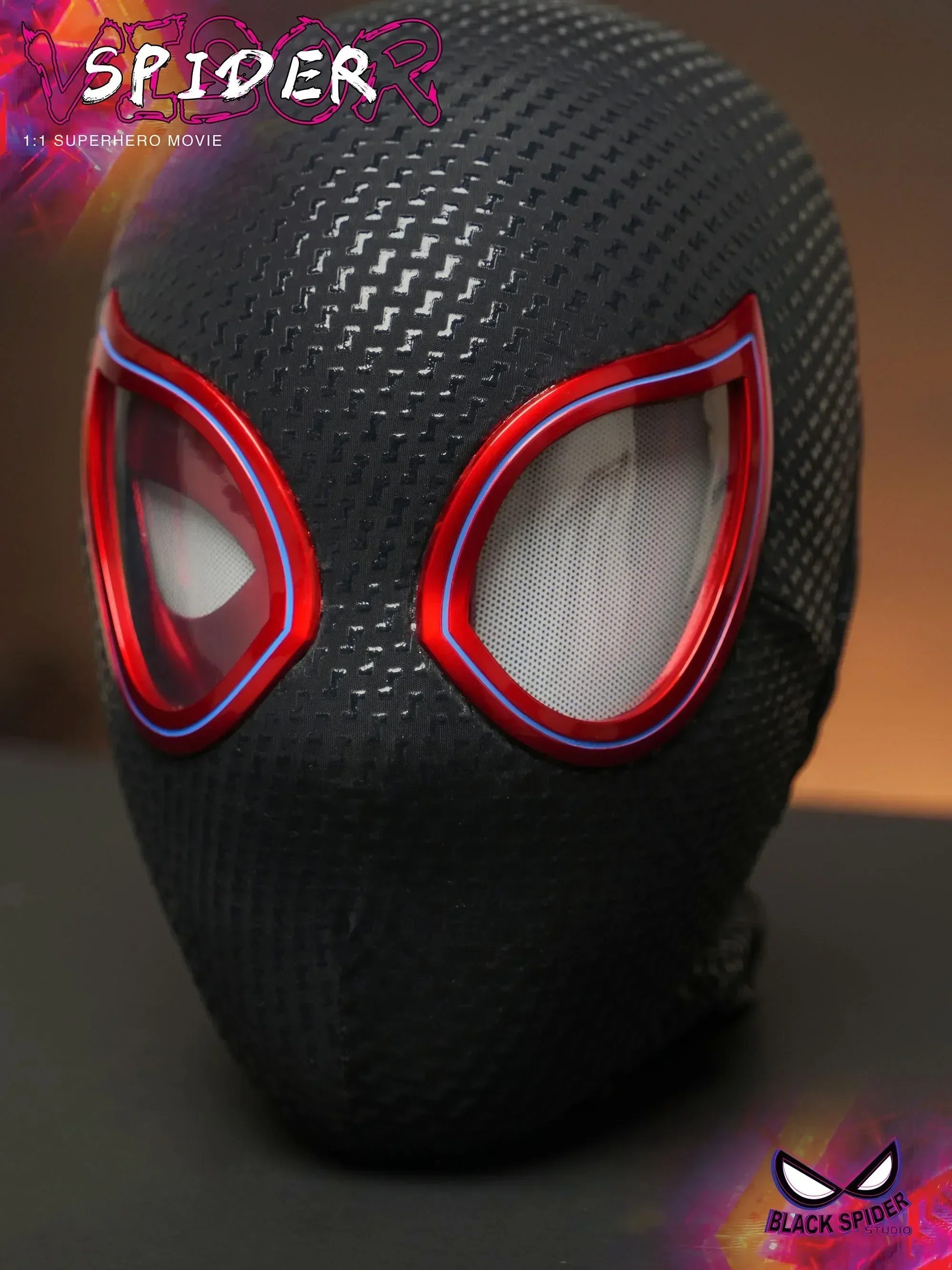 

New Mascara Miles Spiderman Headgear Cosplay Moving Eyes Electronic Mask Spider Man 1:1 Remote Control Toys For Adults Xmas Gift
