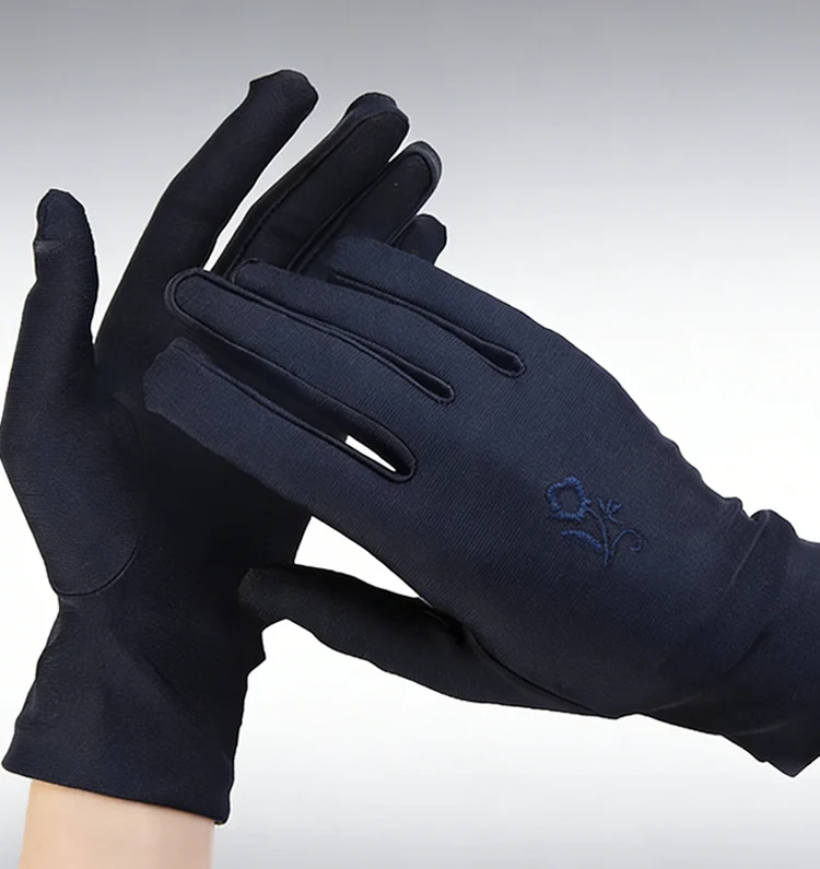 Spring and Summer Embroidered High-Elastic Spandex Gloves, Thickened Women's Dance Performance Gloves, Cycling Etiquette Gloves
