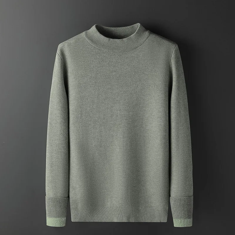 Woolen sweater Men's half-turtleneck winter woolen padded sweater with woolen padded warm bottom sweater 4