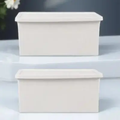 2Pcs 플라스틱 잡화 보관 상자 심플한 디자인 데스크탑 주최자 홈 오피스 침실 보관 용기 잡화 데스크탑 상자
