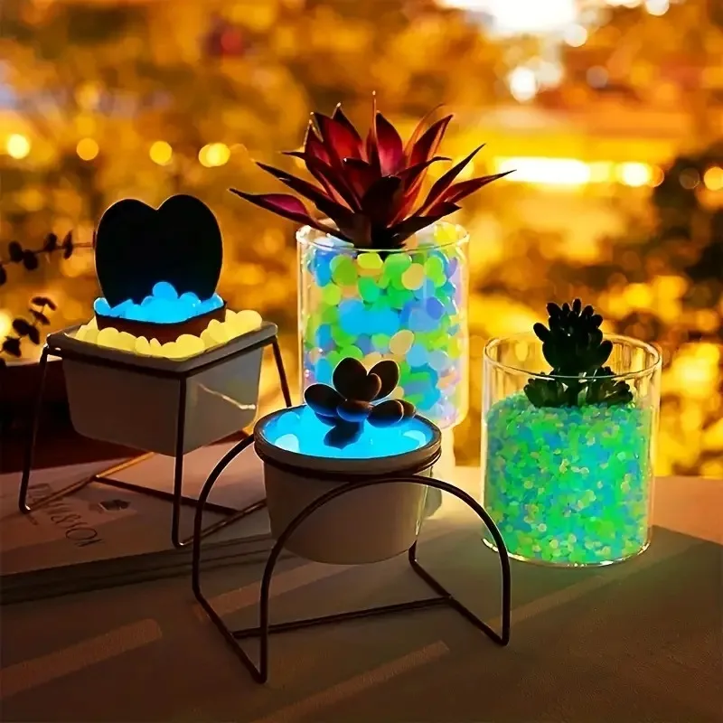 Glow In The Dark Garden Pebbles Stones Rocks For Yard And Walkways Decor Fairy Garden DIY Decorative Luminous Stones aquarium decoration stones