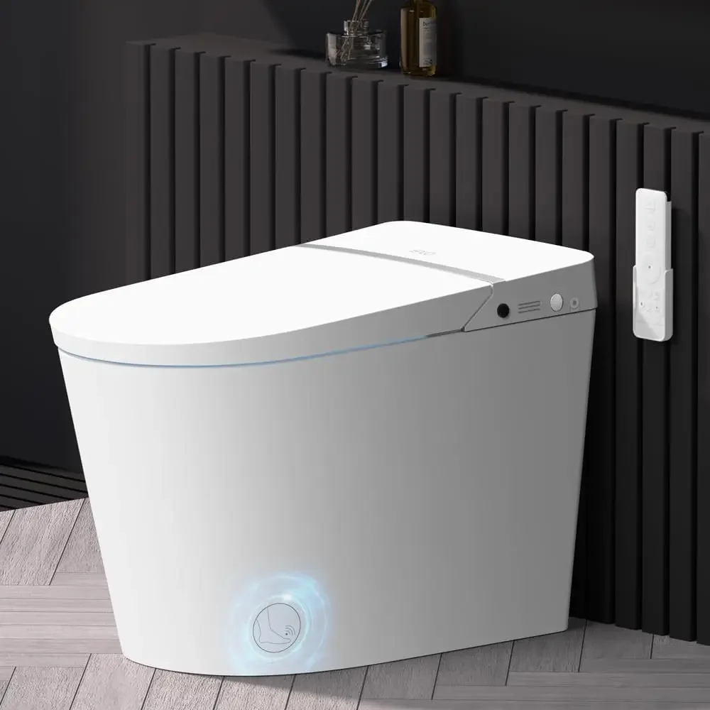 Smart Toilet with Tank and Bidet Built-In Auto Open Close Blackout Flush Auto Flush Heated seat Foot Sensor Operation