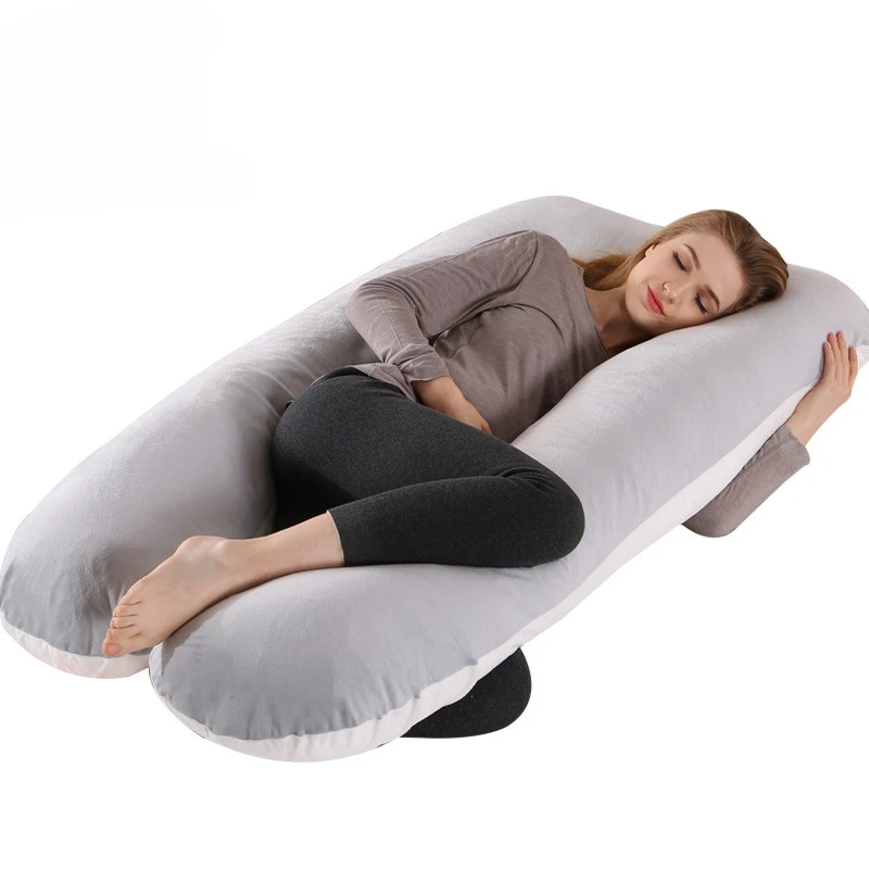 Pregnancy Pillow Pregnant Women's Pillow Soft Comfortable Crystal Velvet Double Color Belly Waist Leg Full Body U-Shaped Cushion Full Body Pillow