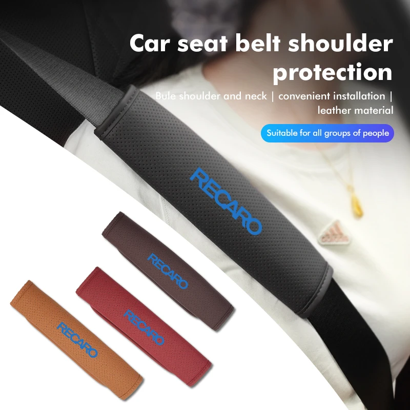 2 Pezzi Di Copertura Della Spalla Della Cintura Di Sicurezza Dell'Auto In Pelle Per Recaro Nan