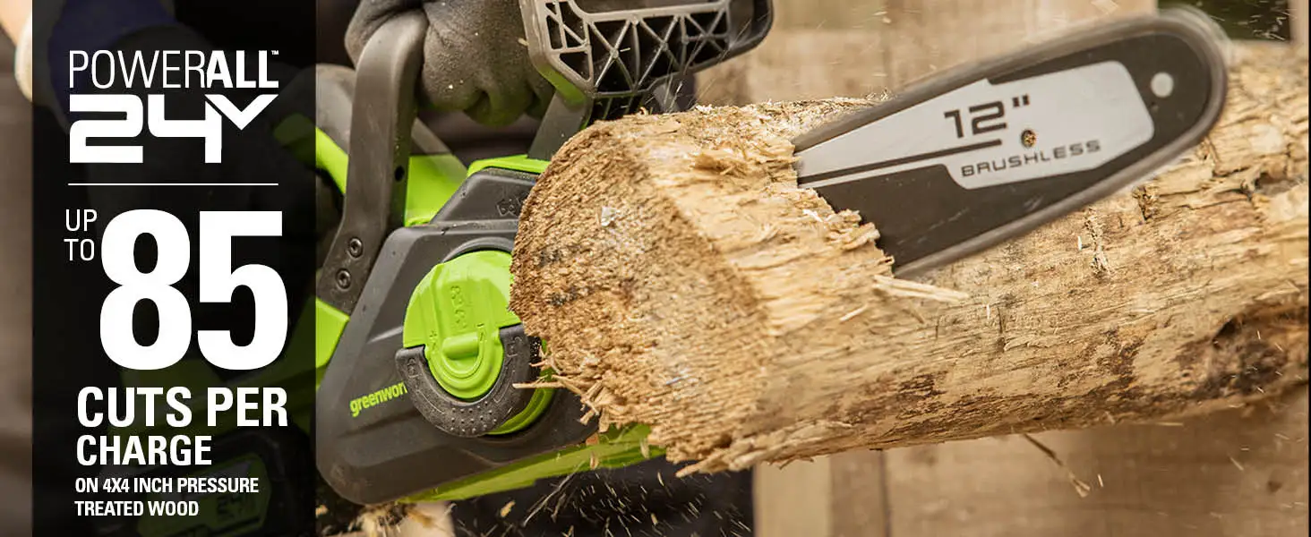 Greenworks 24V 12" bürstenlose kabellose Kompaktkettensäge, ideal für Sturmreinigung, Beschneiden und Brennholz / 125+ kompatible Werkzeuge – Detail 2