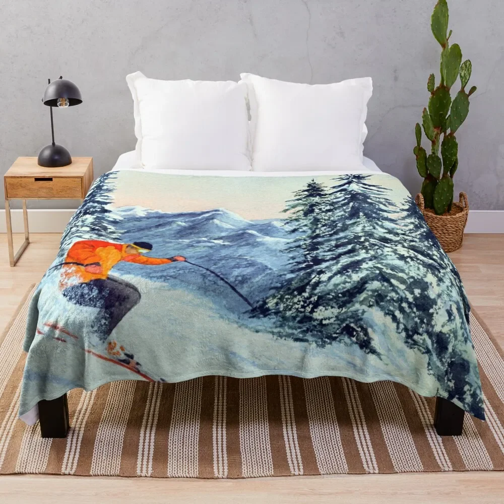 

Skiing - The Clear Leader Throw Blanket Personalized Gift for winter Blankets