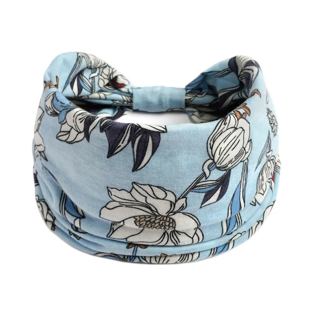 Summer Bohemian Bandanas Elastic Hair Bands Yoga Exercise Cotton Headband Women Headwear Print Vintage Cross Unisex Scrunchies 45