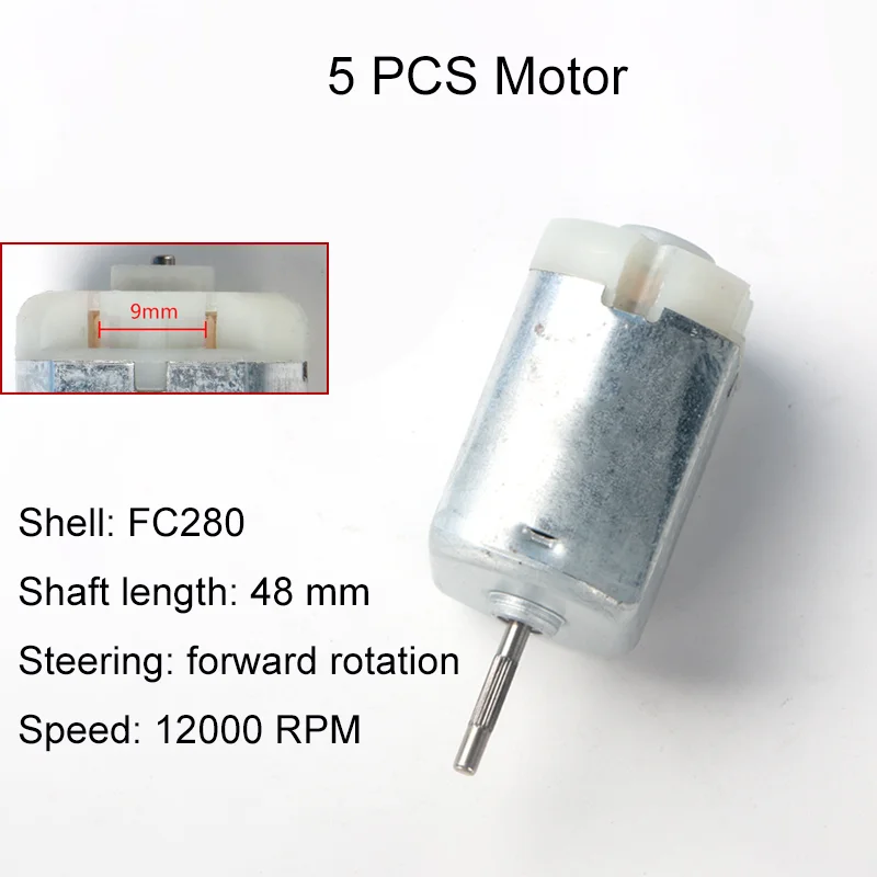 

5 PCS OEM Motor FC280 DC 12000 RPM 48mm DIY Engine For Car Replacement Power Accesseries Forward Rotation Toy High Quality