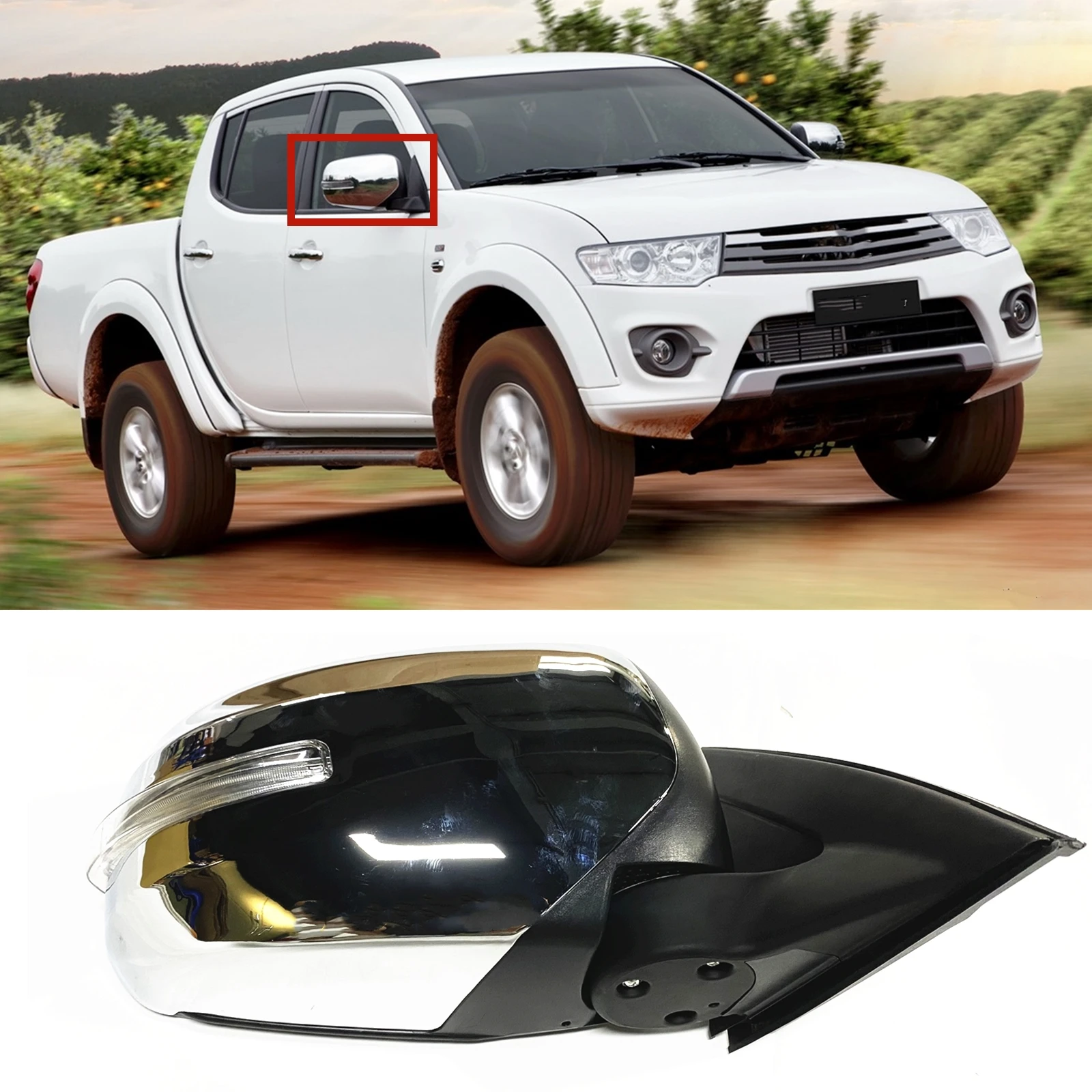 For Mitsubishi Triton L200 20052014 Chrome Rear View Mirror Cover